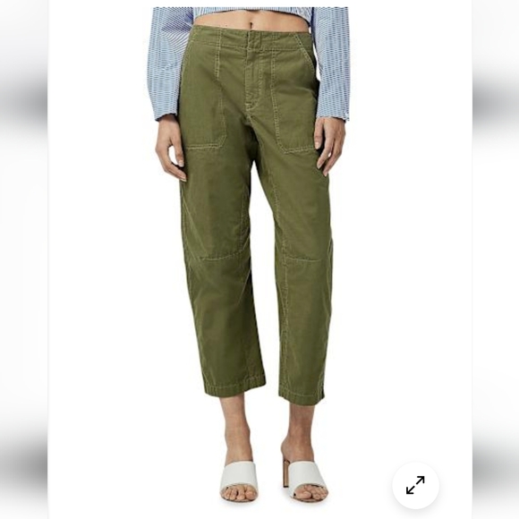 Old Navy olive green linen blend pants With Elastic Waist Medium M - Picture 15 of 15